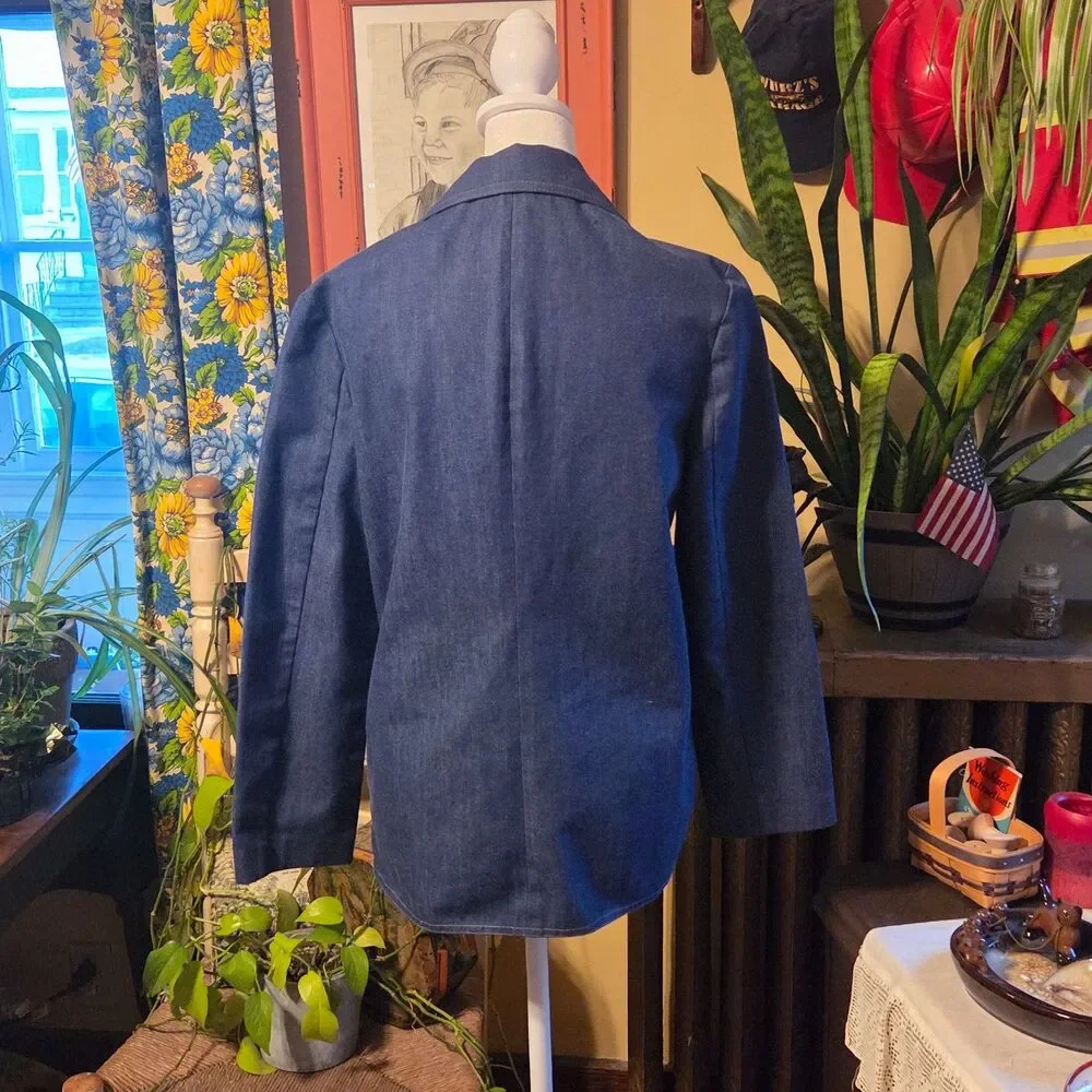 Vintage 70s Ship’n Shore Denim Look Blazer USA Made ILGWU Size 6 Small